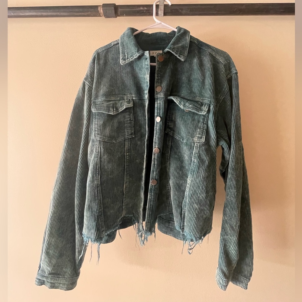 Green/blue distressed jean jacket from South Moon Under//size M